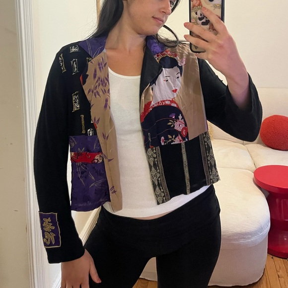 Surya Japanese kimono patchwork jacket button top handmade - Picture 1 of 7